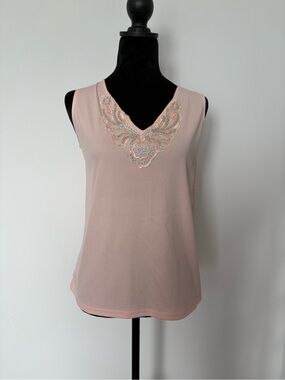 Pink sequin detail sleeveless top.